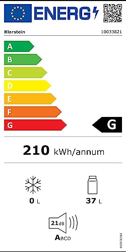 Klarstein Brooklyn 42 Mini-Kühlschrank mit Glastür – 42L, 12-18°C, 0dB, thermoelektrisch, Auto-Defrost, weiß/schwarz