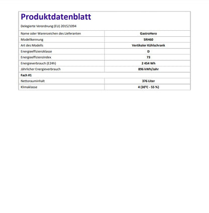 GastroHero Lagerkühlschrank Eco 590 – Edelstahl Kühlschrank, 590L, 3 verstellbare Böden, abschließbar, Innenbeleuchtung, für Gastronomie