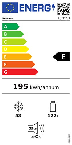 Bomann® Kühlschrank mit Gefrierfach | Energieklasse E | 143cm | Kühl Gefrierkombination leise 39 dB | 3 Ablagen & 3 Schubladen | Türanschlag wechselbar | 175L Kühlgefrierkombi | KG 320.2 weiß