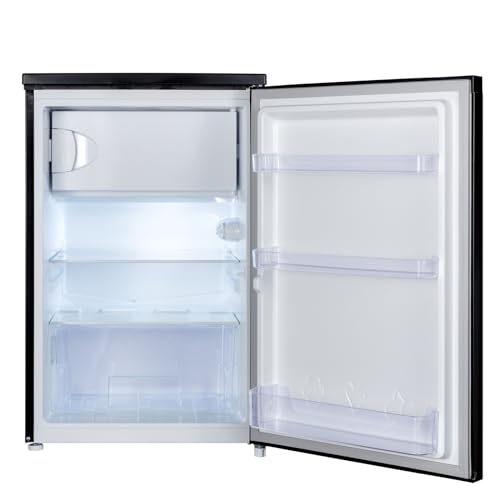 CHIQ CTT107BC Kühlschrank Klein 107 Liter, Höhe 84cm, Tiefe 55cm, Vario Box, Mikro-Gefrierfach, 7 Temperaturregelstufen, geräuscharm, 87 kWh/Jahr, Schwarz