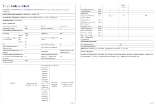 Heinrich’s Kühlschrank 241L freistehend – Inox-Edelstahl, 39dB leise, 5 Glasablagen + Gemüsefach, Türanschlag wechselbar, LED-Beleuchtung
