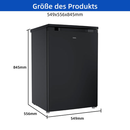CHIQ CTT107BC Kühlschrank Klein 107 Liter, Höhe 84cm, Tiefe 55cm, Vario Box, Mikro-Gefrierfach, 7 Temperaturregelstufen, geräuscharm, 87 kWh/Jahr, Schwarz