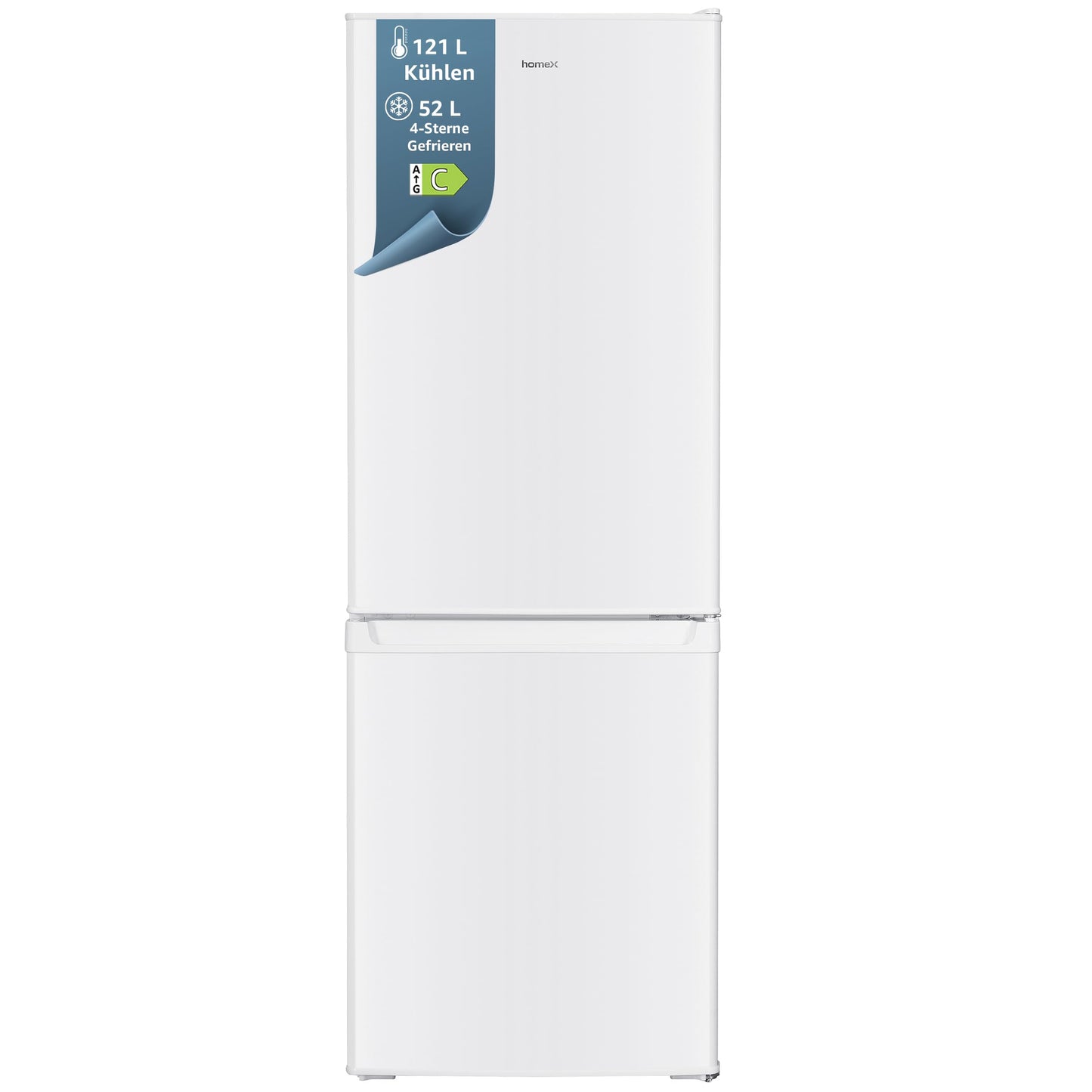 homeX Kühl-Gefrierkombi 173L weiß - 4-Sterne Gefrierfach, 142.5cm hoch, 40dB leise, freistehend, Modell CFS1110-W