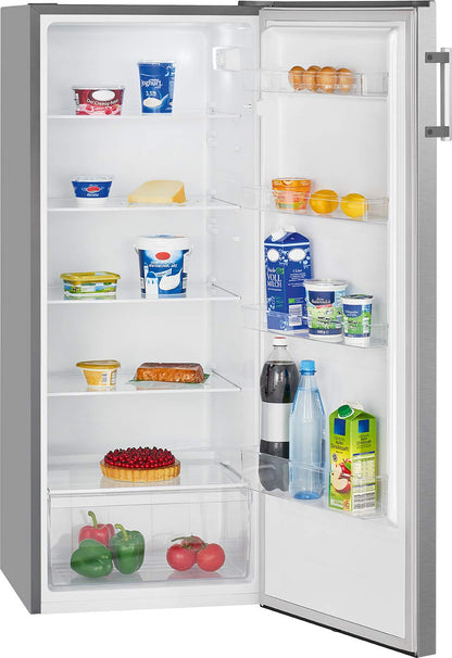 Bomann VS 7316.1 Vollraumkühlschrank 242L Inox – freistehend, LED-Beleuchtung, Türanschlag wechselbar, ideal für Getränke/Lebensmittel