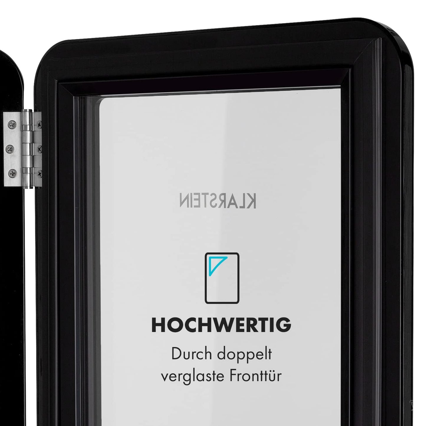 Klarstein PopLife 70L Retro-Minibar – Getränkekühler mit doppelt verglaster Tür, 0-10°C, 39dB leise, umweltfreundlich, Schwarz