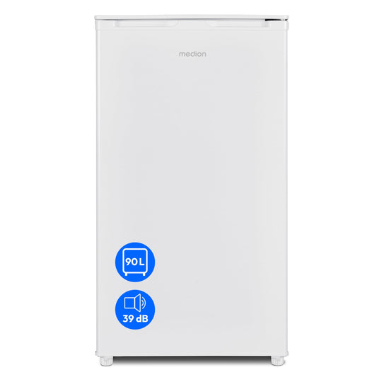 MEDION Kühlschrank mit Eiswürfelfach 90L - MD37690, freistehend, Türanschlag wechselbar, transparente Gemüseschublade, höhenverstellbare Füße