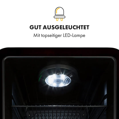 Klarstein PopLife 70L Retro-Minibar – Getränkekühler mit doppelt verglaster Tür, 0-10°C, 39dB leise, umweltfreundlich, Schwarz