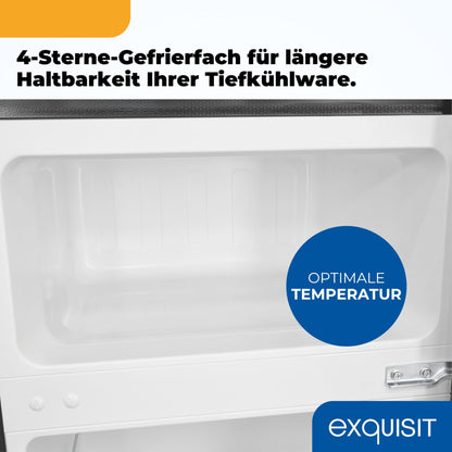 Exquisit KGC590-30-E-040E Mini-Kühlschrank 85L – mit 4-Sterne-Gefrierfach, 85cm hoch, schwarz, kompakt