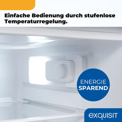 Exquisit KS516-V-040E Kühlschrank 127L ohne Gefrierfach – 55cm schmal, freistehend, Temperaturregelung, LED-Licht, weiß