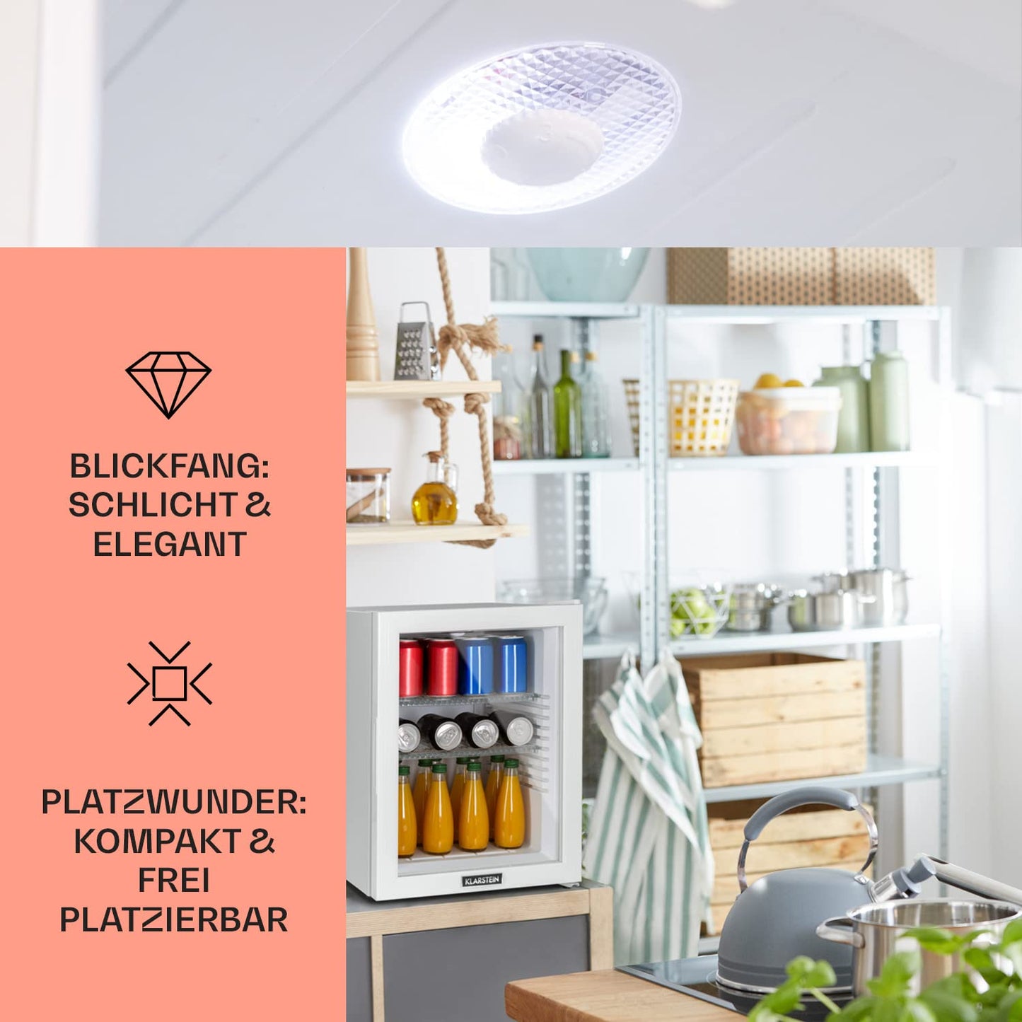 Klarstein 42L Mini-Kühlschrank mit Glastür – Leise, 12-18°C, für Getränke, Snacks & Kosmetik, verstellbare Ablagen, Schwarz