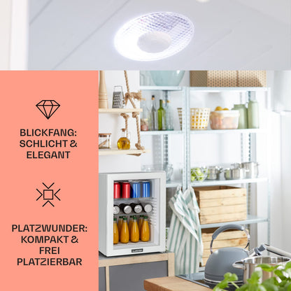 Klarstein 42L Mini-Kühlschrank mit Glastür – Leise, 12-18°C, für Getränke, Snacks & Kosmetik, verstellbare Ablagen, Schwarz