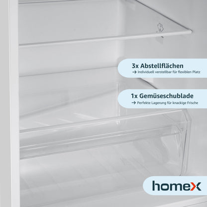 homeX Kühl-Gefrierkombi 173L weiß - 4-Sterne Gefrierfach, 142.5cm hoch, 40dB leise, freistehend, Modell CFS1110-W