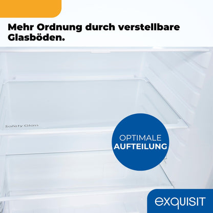 Exquisit KS516-V-040E Kühlschrank 127L ohne Gefrierfach – 55cm schmal, freistehend, Temperaturregelung, LED-Licht, weiß