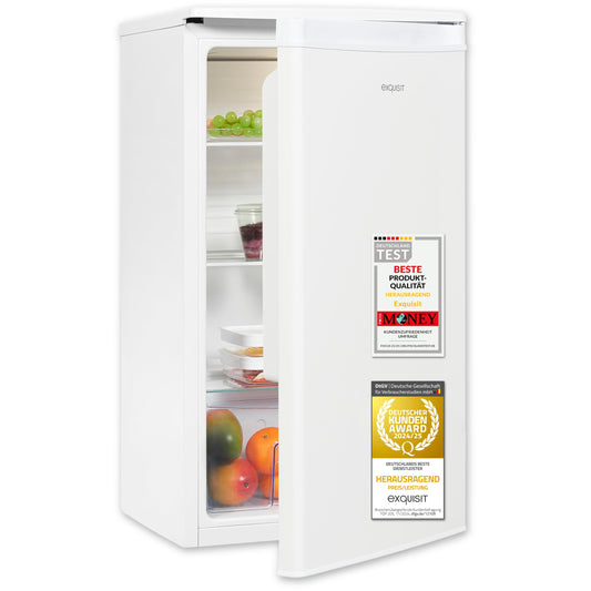 Exquisit Vollraumkühlschrank 75 Liter, Freistehend, Kühlschrank klein und kompakt, 45cm Breit, LED-Innenbeleuchtung, KS585-V-091E