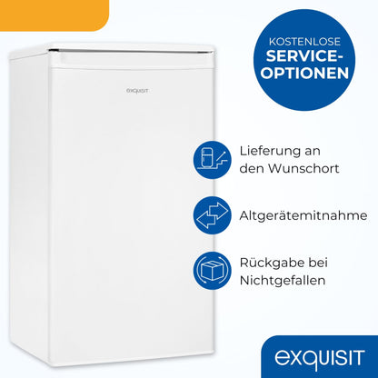 Exquisit Vollraumkühlschrank 75 Liter, Freistehend, Kühlschrank klein und kompakt, 45cm Breit, LED-Innenbeleuchtung, KS585-V-091E