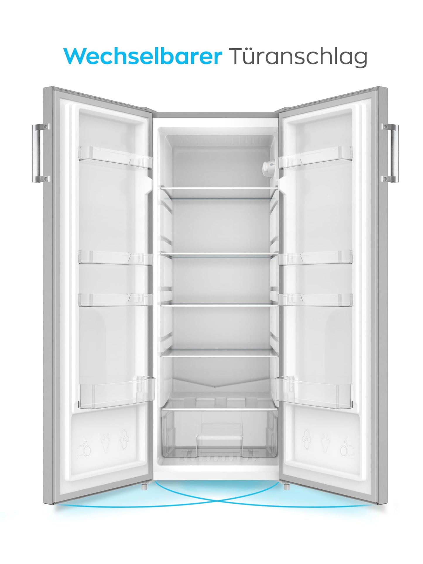 Heinrich’s Kühlschrank 241L freistehend – Inox-Edelstahl, 39dB leise, 5 Glasablagen + Gemüsefach, Türanschlag wechselbar, LED-Beleuchtung