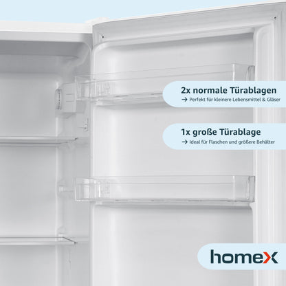 homeX Kühl-Gefrierkombi 173L weiß - 4-Sterne Gefrierfach, 142.5cm hoch, 40dB leise, freistehend, Modell CFS1110-W