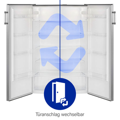 Bomann VS 7316.1 Vollraumkühlschrank 242L Inox – freistehend, LED-Beleuchtung, Türanschlag wechselbar, ideal für Getränke/Lebensmittel