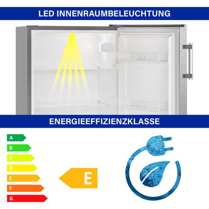 Bomann VS 7316.1 Vollraumkühlschrank 242L Inox – freistehend, LED-Beleuchtung, Türanschlag wechselbar, ideal für Getränke/Lebensmittel