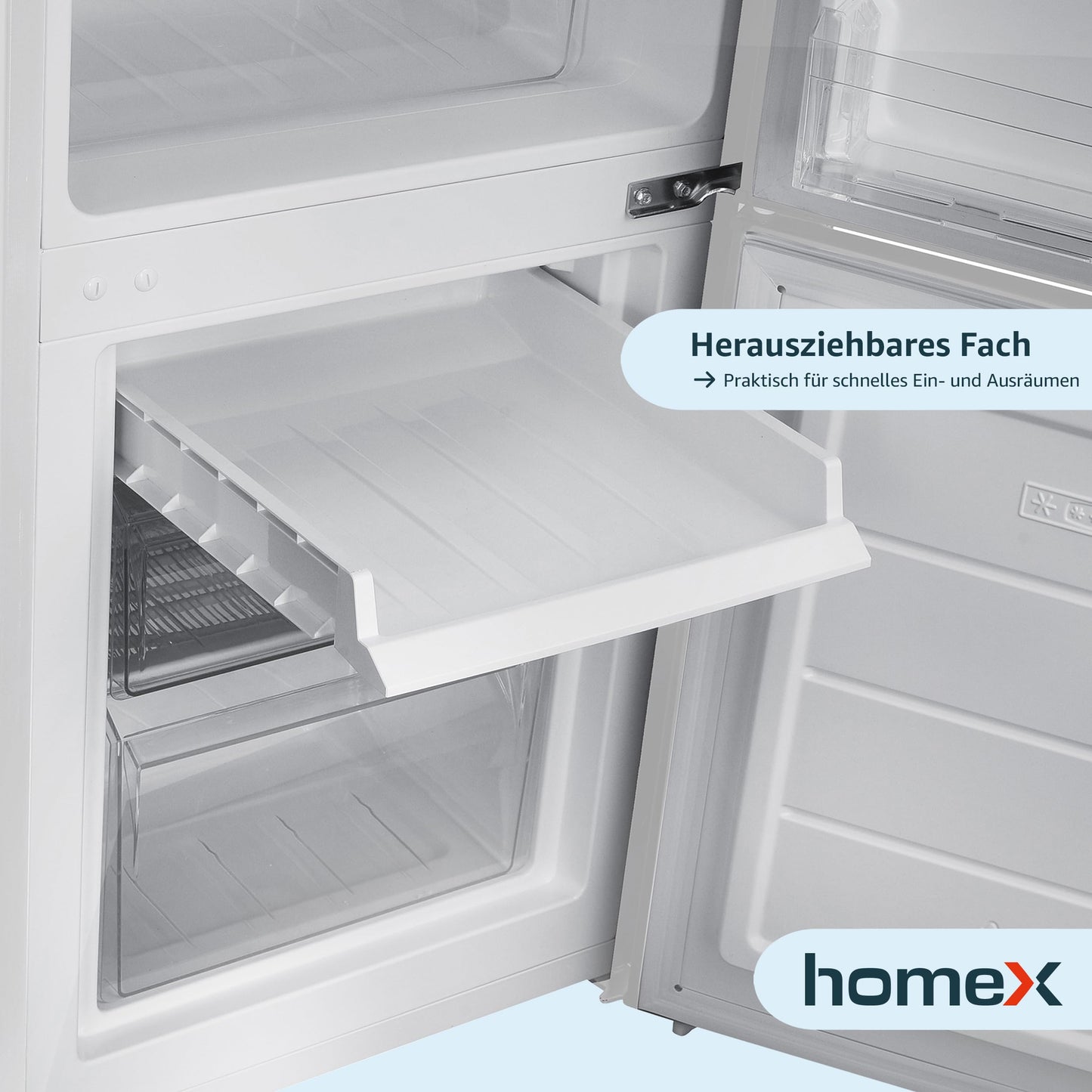 homeX Kühl-Gefrierkombi 173L weiß - 4-Sterne Gefrierfach, 142.5cm hoch, 40dB leise, freistehend, Modell CFS1110-W